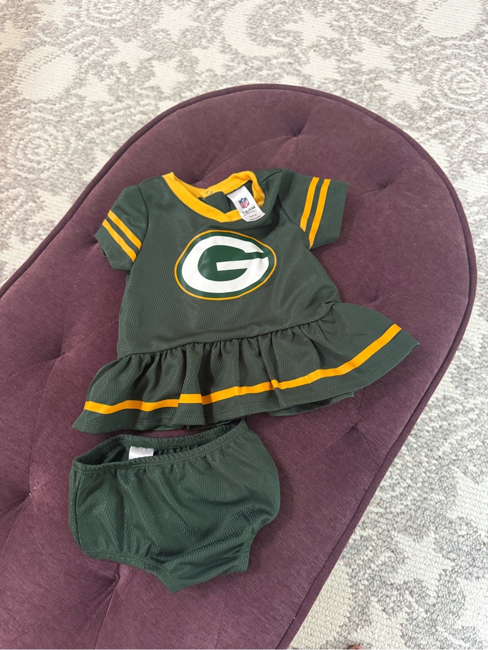 3-6M NFL Green & Gold Green Bay Packers Infant Dress Set with Team G Logo